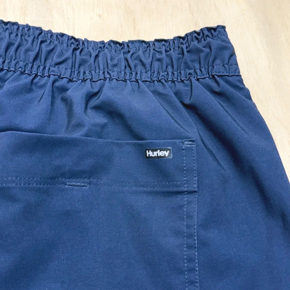 Hurley Swim Shorts Mens XL Blue Stripe Stretch UPF 50+ Board Trunks Lined NEW